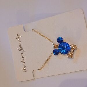 Blue and Gold Mickey Mouse Pendant Necklace